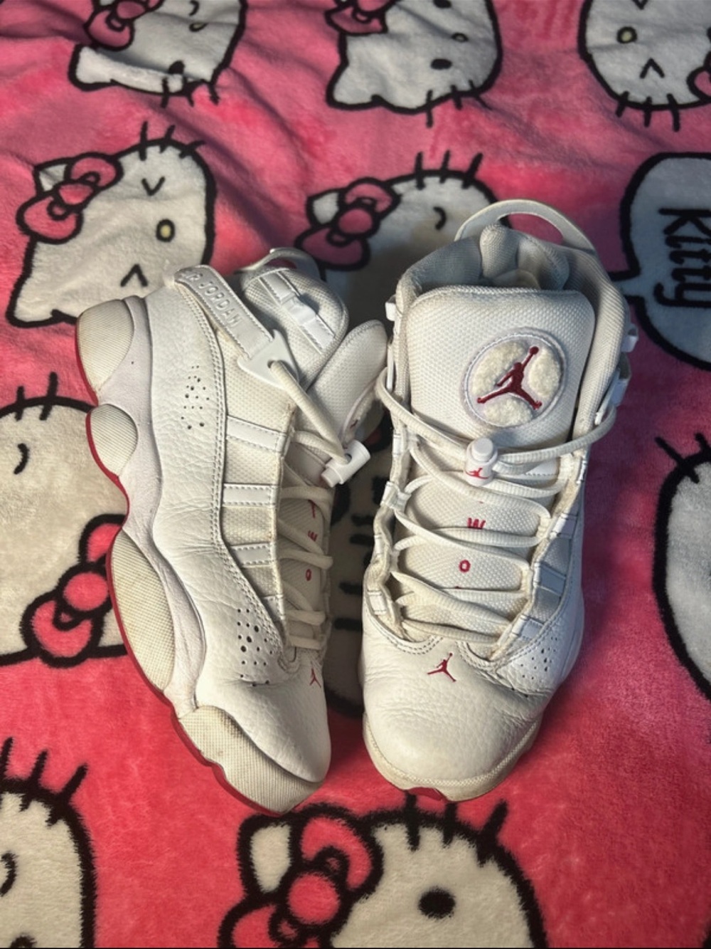 Jordan Kids White and Red Retro Basketball Sneakers
